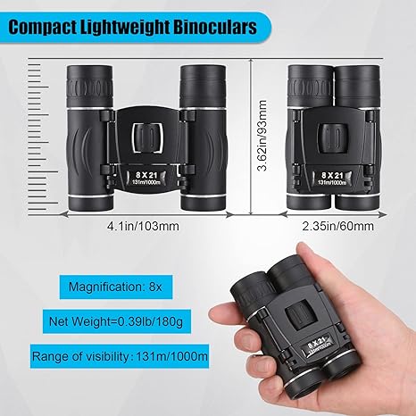 8x21 Mini Compact Pocket Binoculars, Lightweight Foldable Easy Focus Small Binoculars for Adults Kids Bird Watching,Opera Concert, Travel, Hiking, Outdoor Scenery, Football Game - Image 3