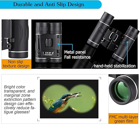 8x21 Mini Compact Pocket Binoculars, Lightweight Foldable Easy Focus Small Binoculars for Adults Kids Bird Watching,Opera Concert, Travel, Hiking, Outdoor Scenery, Football Game - Image 2